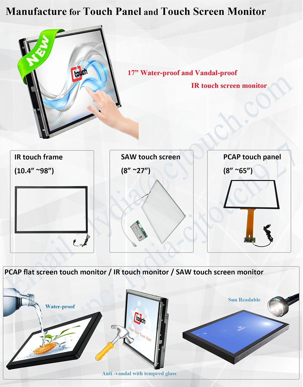 Cjtouch 18.5inch Industrial LCD Module Touch Monitor with Open Frame for Payment Machine Display