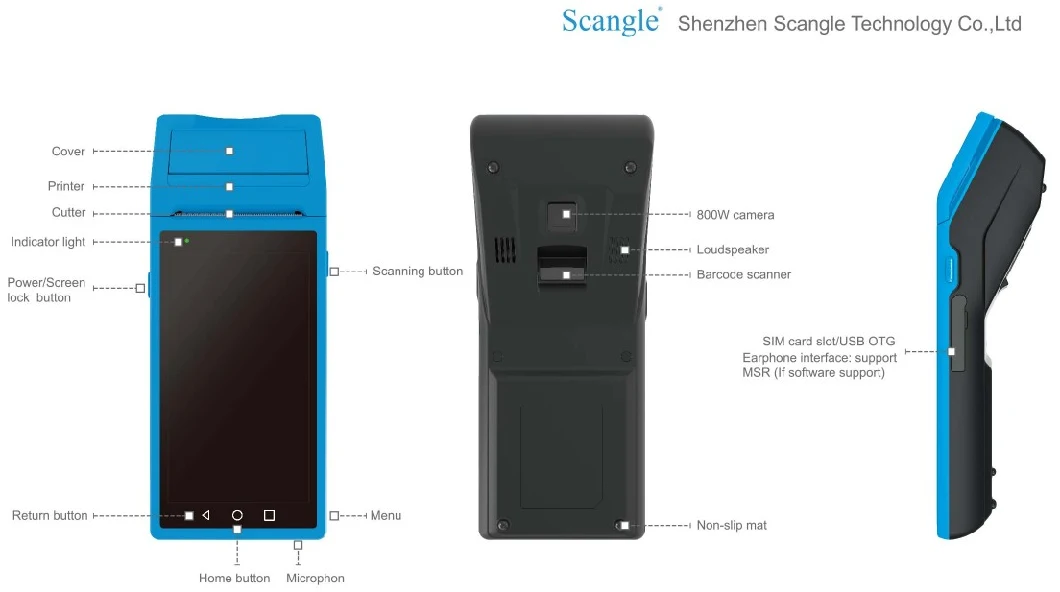 Android 6.0 Handheld Smart POS Terminal 4G /Printer/ Camera