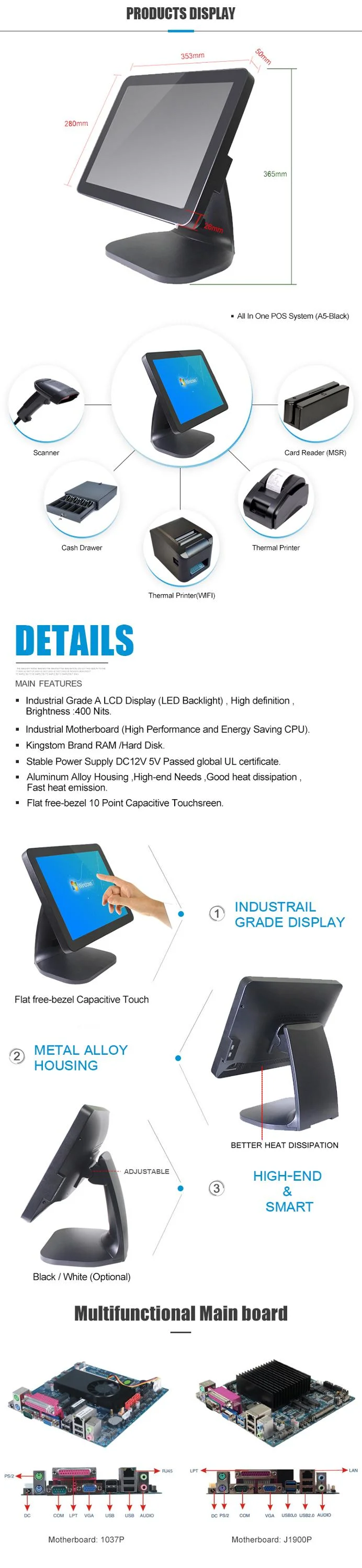 Android System 15 Inch Touch Screen All in One POS Machine