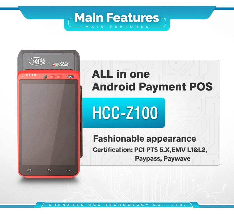 EMV PCI WiFi+4G Fingerprint Handheld Android POS Machine with Touch Screen (HCC-Z100)