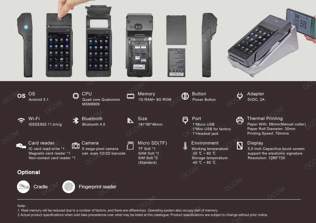 Z90 4G Mobile Receipt Printer Handheld WiFi POS Terminal