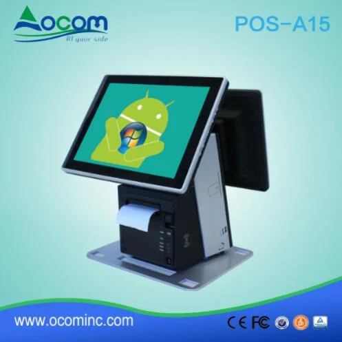 POS-A15 Android Restaurant All in One Touch POS System with Dual Display