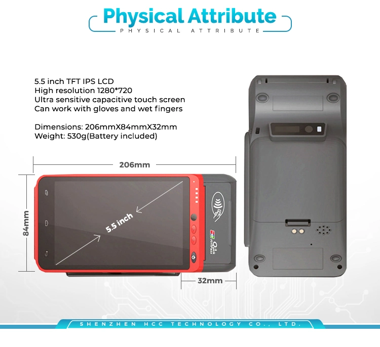 All in One Finger Print Scanner EMV PCI Android POS Terminal with Touch Screen (HCC-Z100)