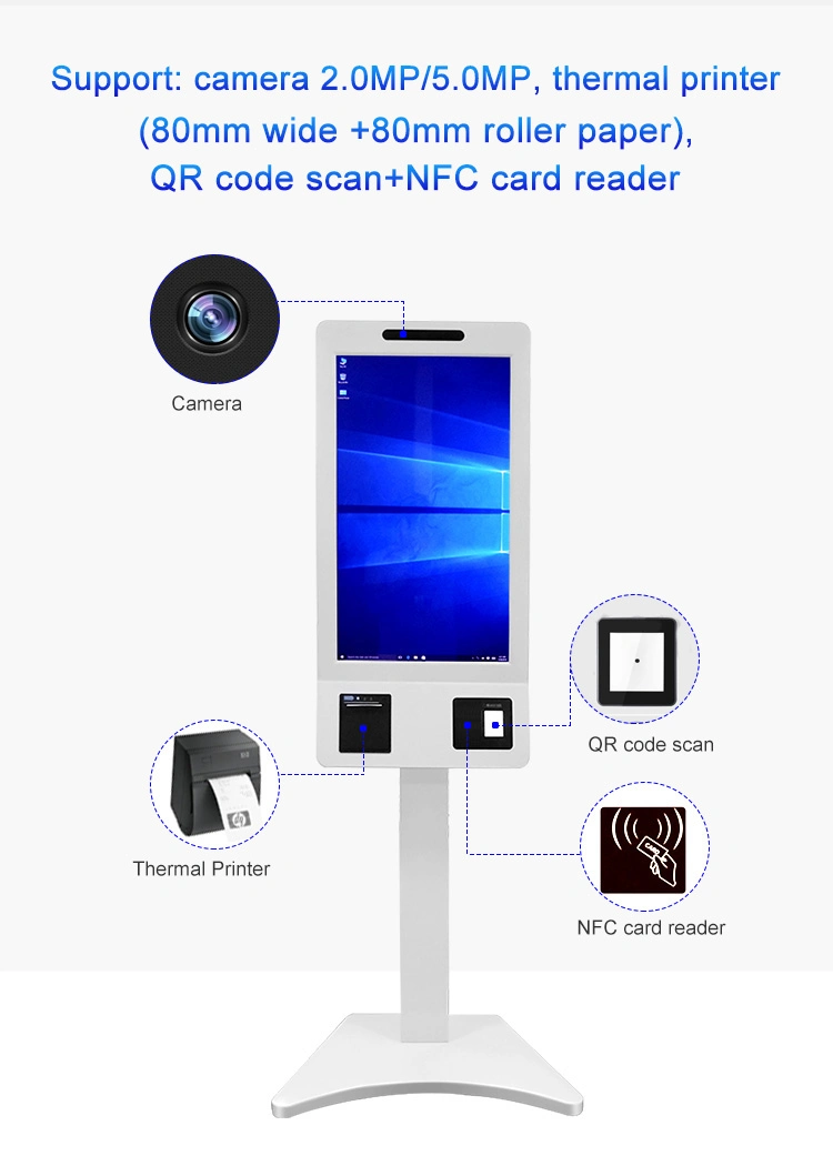 Self Service Payment Kiosk for Restaurant Automatically Ordering Support Printer and Cash POS