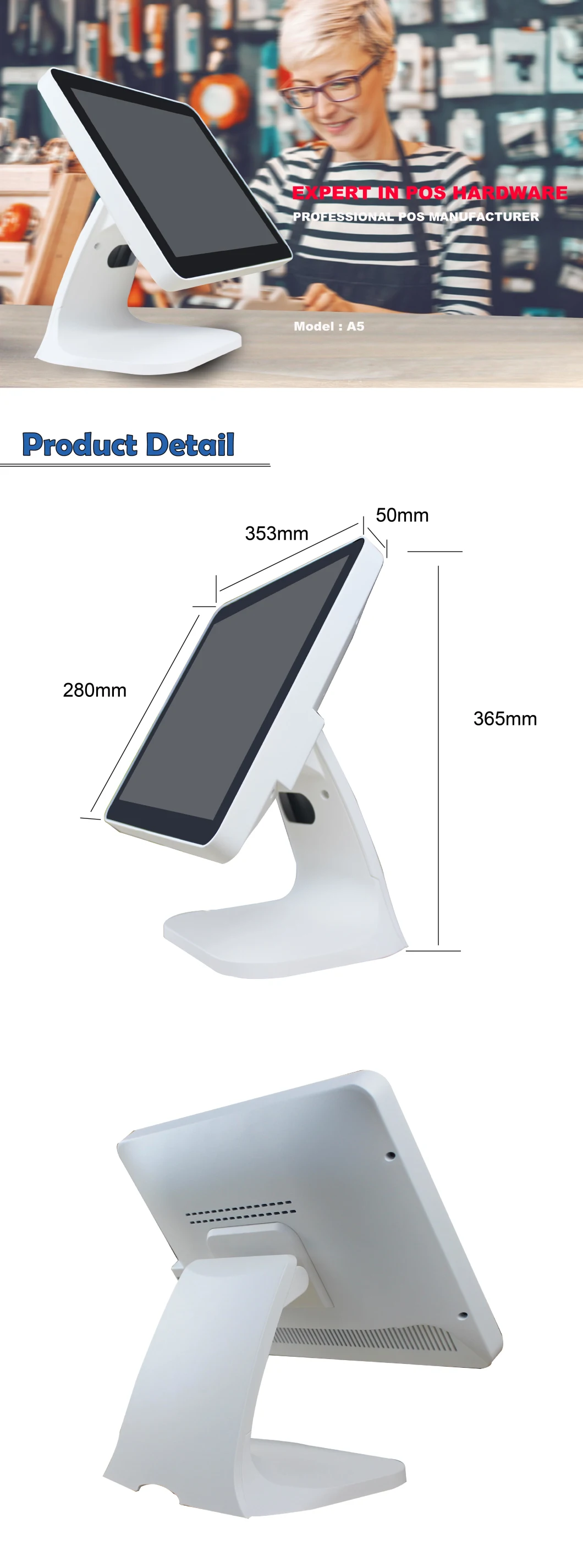 High-End POS Machine POS Manufacturer POS System in White for Kitchen