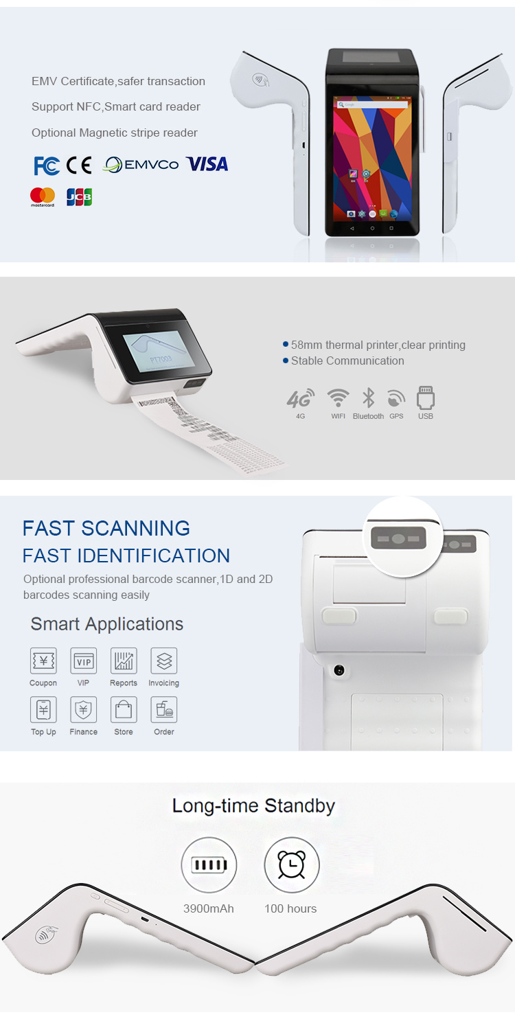 NFC Mobile Handheld GPRS POS Terminal with Thermal Printer