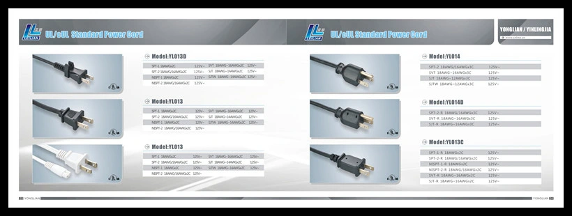 UL Power Cord 3pins with UL Approved with C13 Connector