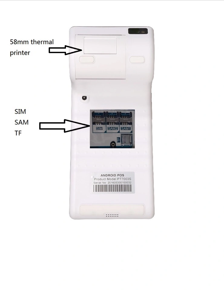 Handheld Mobile Touch Screen Android POS Terminal with Printer NFC Barcode Scanner POS System PT7003