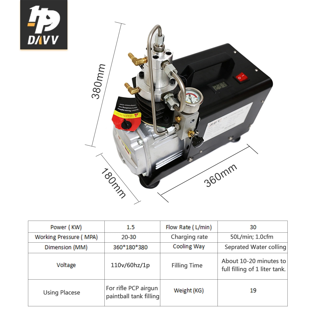 DMC 1.5KW 110V/220V 4500psi high pressure compressor for PCP air compressor paintball