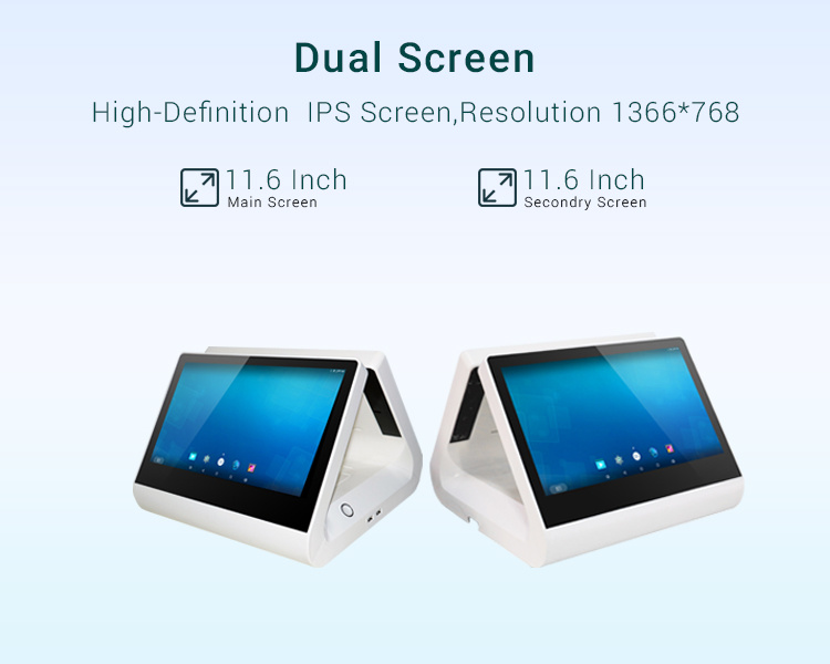 Double Screen Touch NFC Android Tablet 4G 3G WiFi Bluetooth Lottery Smart POS Terminal