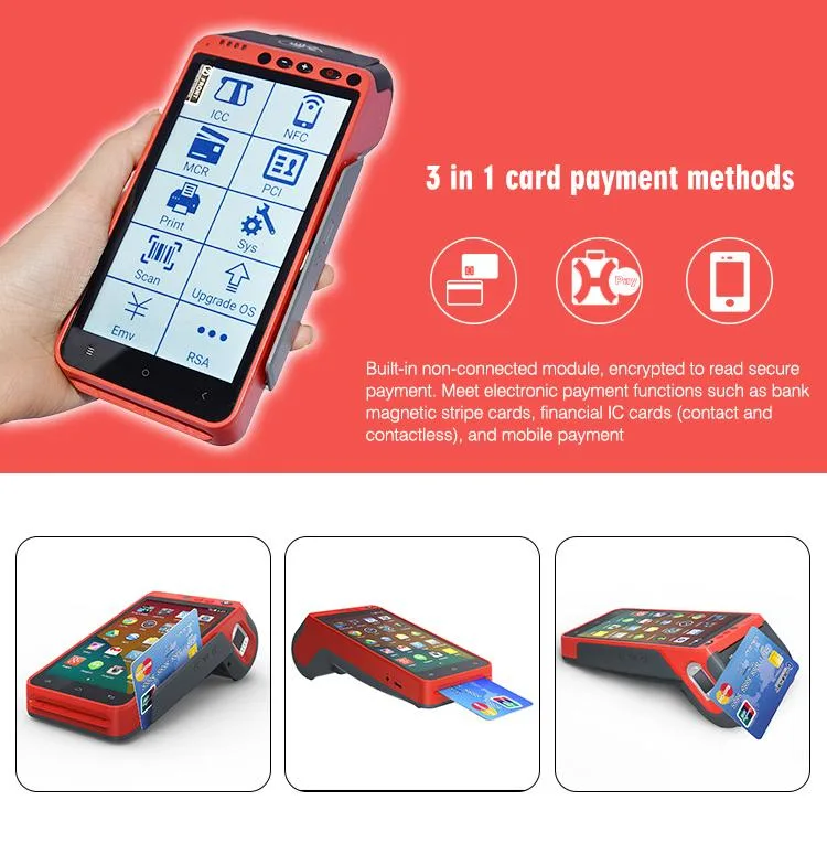 Android NFC Terminal Handheld Portable Billing Barcode Scanner Self Service POS Machine with Built in POS Printer (Z100)