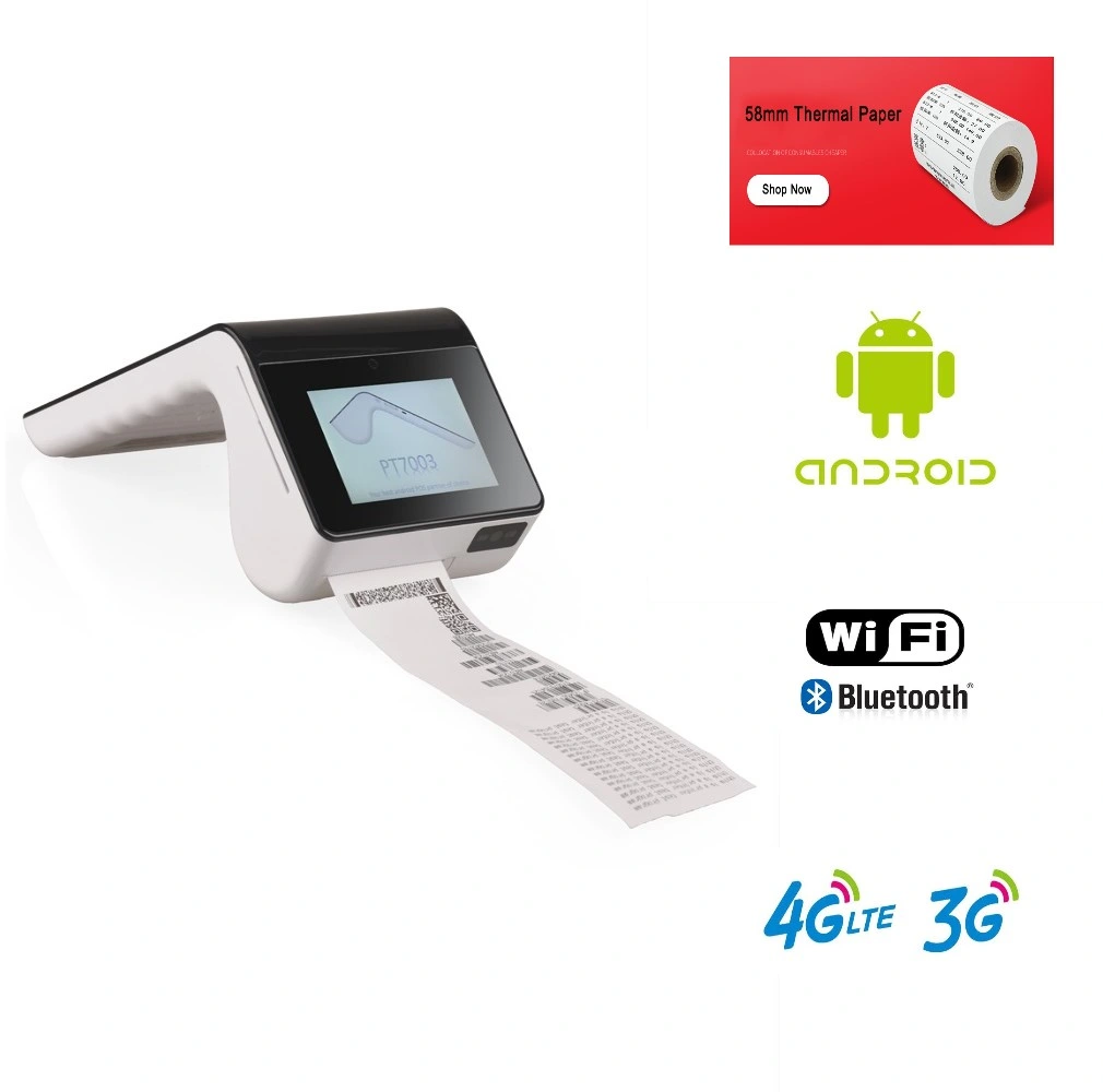 Android Restaurant Wireless Ordering Mobile POS EMV Smart Card Reader All in One Machine PT7003