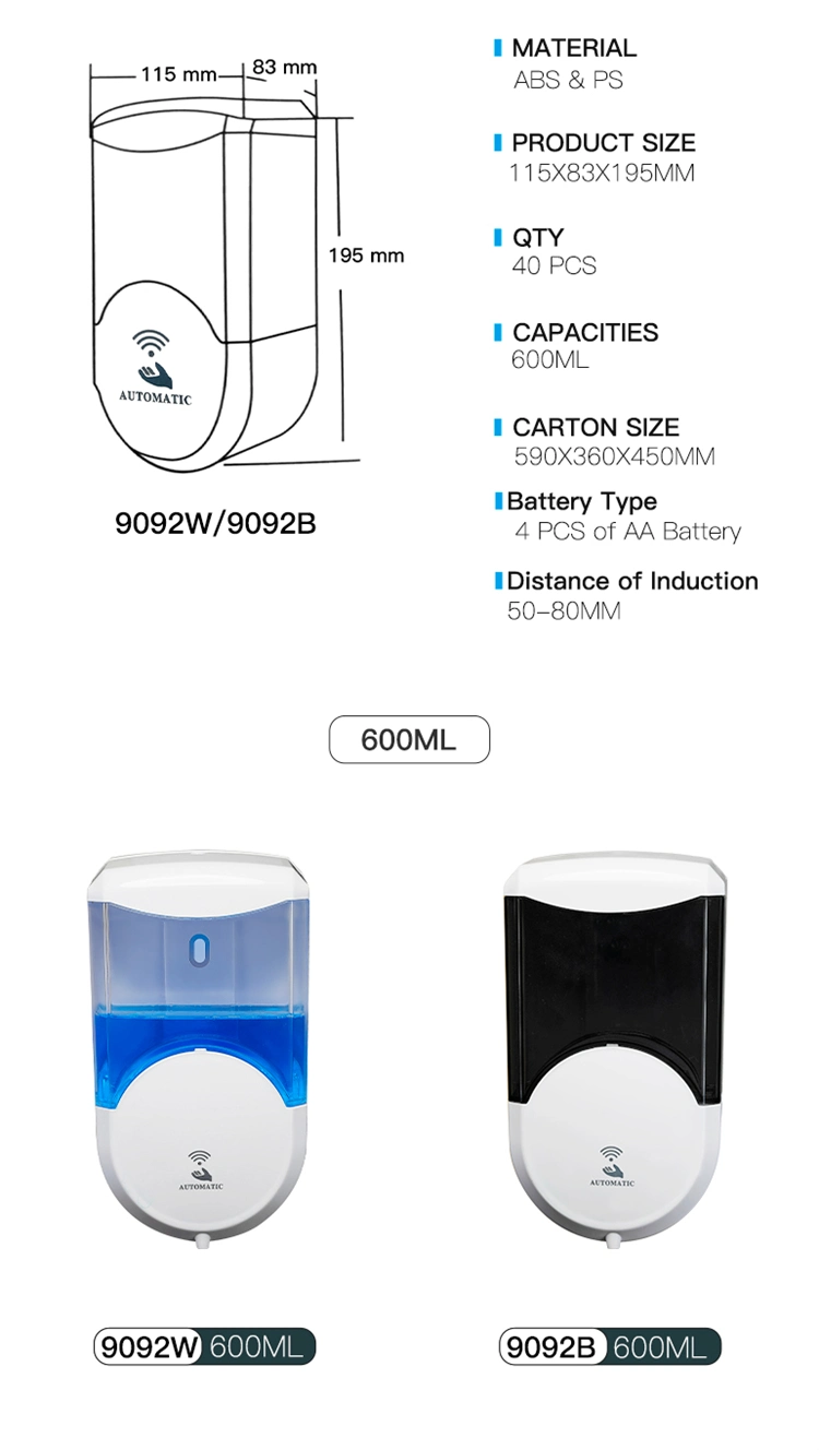 1200ml Infrared Sensor Touchless Battery Operated Automatic Foam Soap Dispenser