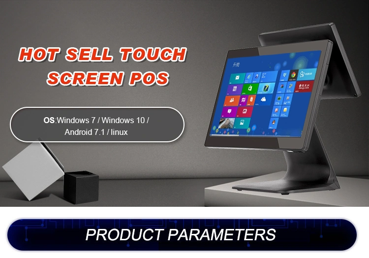 Cheap Cash Register 15 Inch Dual Touch Screen Desktop I3 Windows All in One POS System with Printer