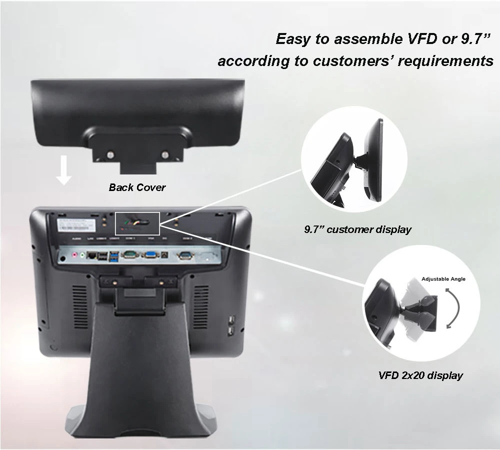 15+9.7 Inch Touch Screen POS System All in One POS Terminal