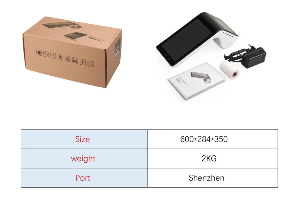 Handheld Mobile POS System, 4G WiFi Sam Card Support 58mm Thermal Printer and Card Reader