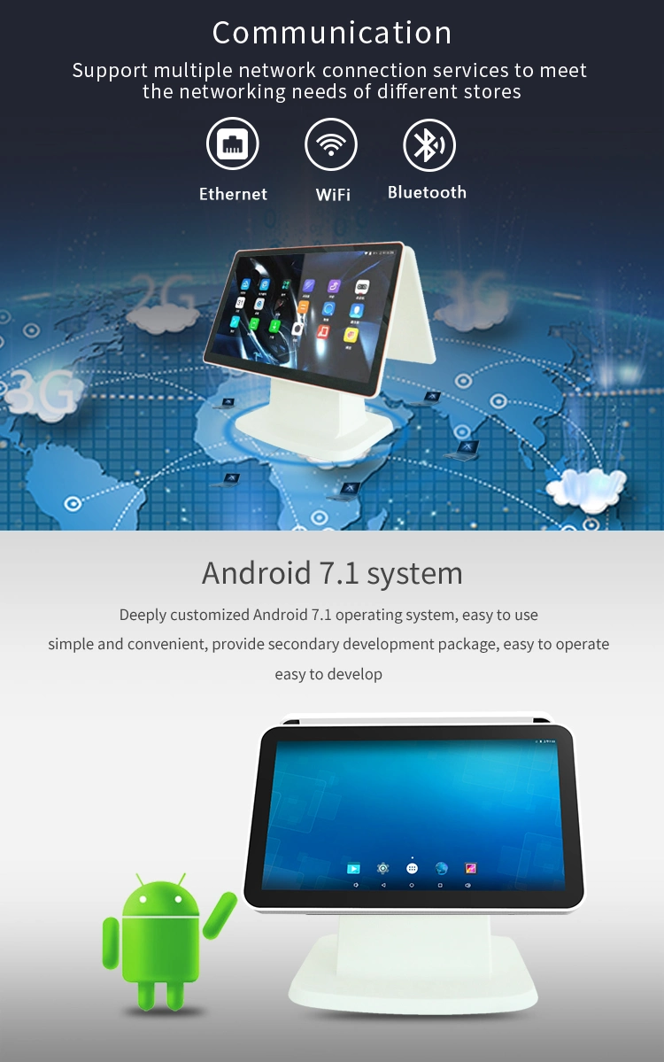 Dual Touch Screen Tablet POS System All in One Cash Payment Billing Electronic Cash Register