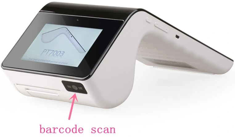 Mobile Commerce Smart NFC EMV POS Terminal for Cash Register with Bluetooth WiFi 4G Thermal Printer and Scanner PT7003