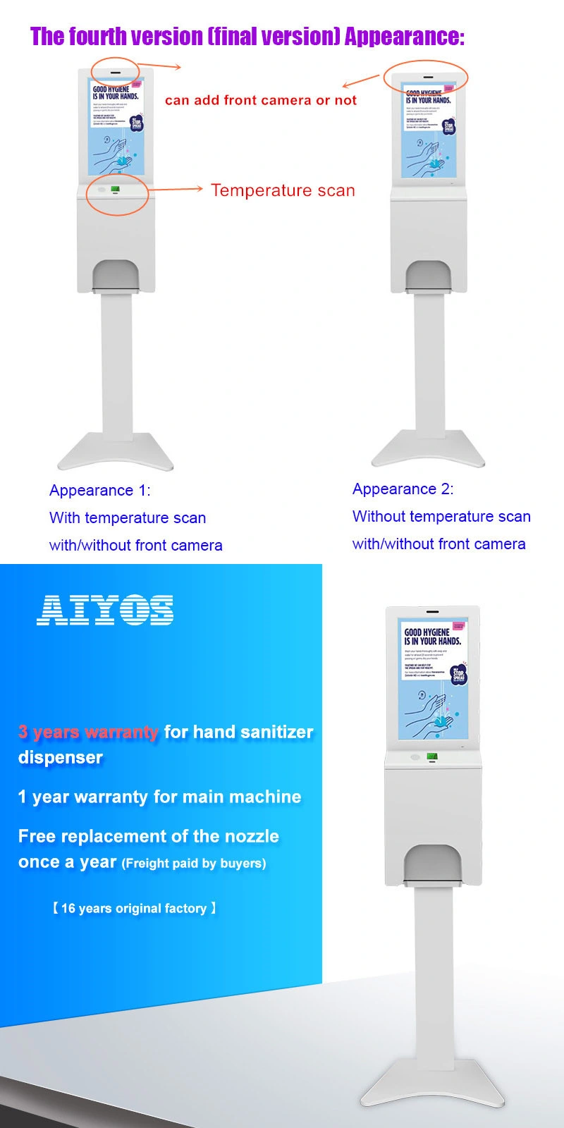 Exclusive Quotes for Popular Products Android Touch Screen Monitor Ditigal Signage Kiosk with Auto Sanitizer Dispenser