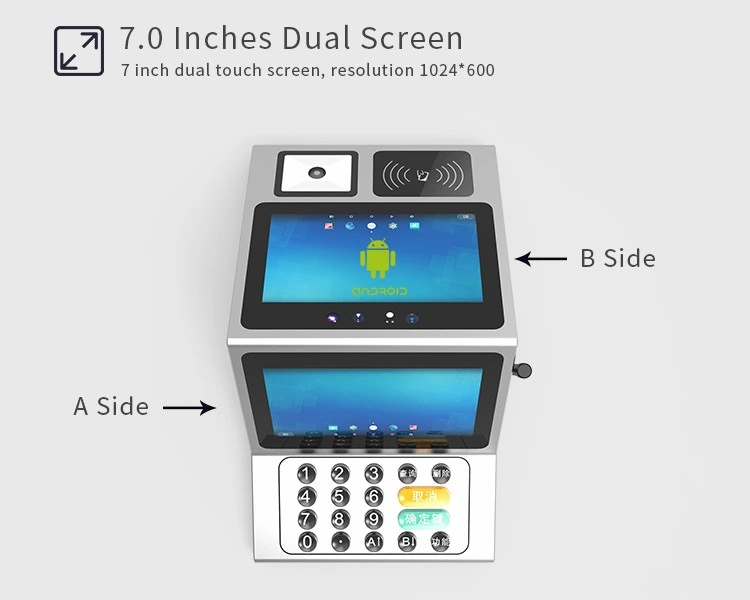 Android 4G WiFi NFC Restaurant Kitchen All in One Dual Screen POS