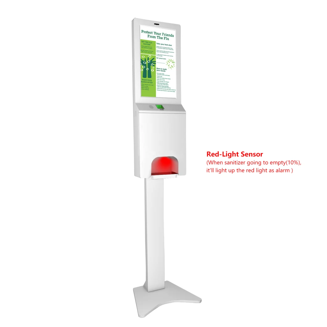 [Original Design] 21.5inch White Sanitizer Dispenser Automatic with Touchable Advertising Panel