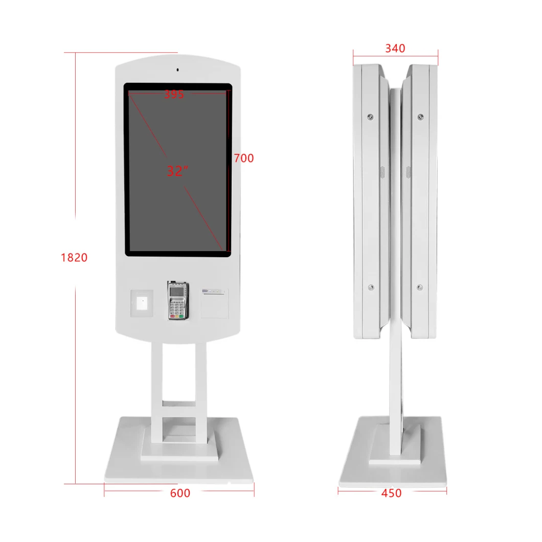 Aiyos Double-Sided 32 Inch LCD Digital Signage Self Service POS Terminal Ticket Machines