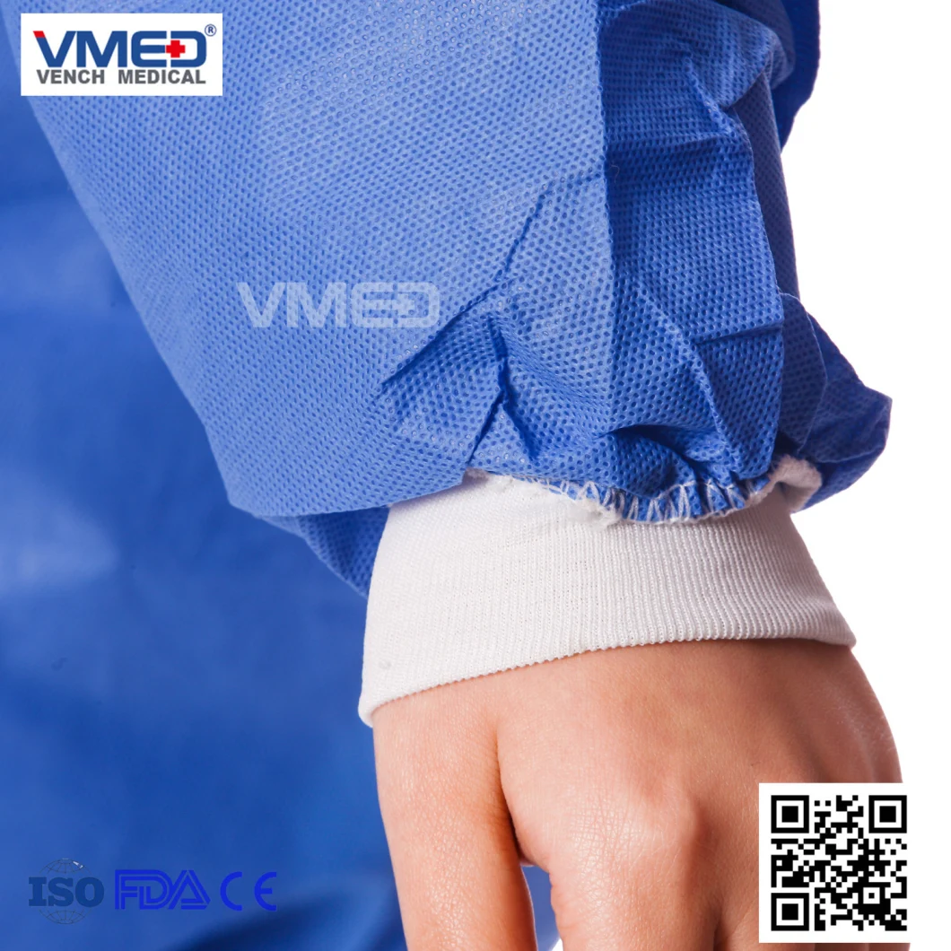 Lab Coat, Hot Sale Disposable SMS Nonwoven Lab Coat, Polypropylene Lab Coat, Lab Coat with Knitted Cuff, Protective Lab Coat, Medical Lab Coat