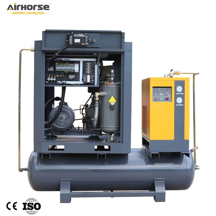 Low Noise Energy Saving Twin Screw Air Compressor with Tank, Dryer and Filter (300L-500L 8bar 27CFM-81CFM)