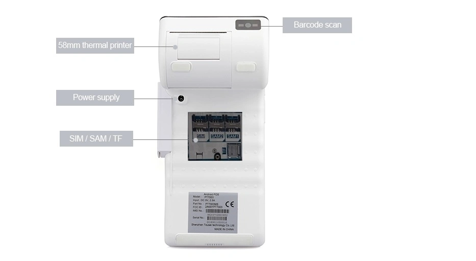 7inch and 3.5inch Customer Display Handheld Android Mobile POS Terminal PT7003 Dual Touch Screen