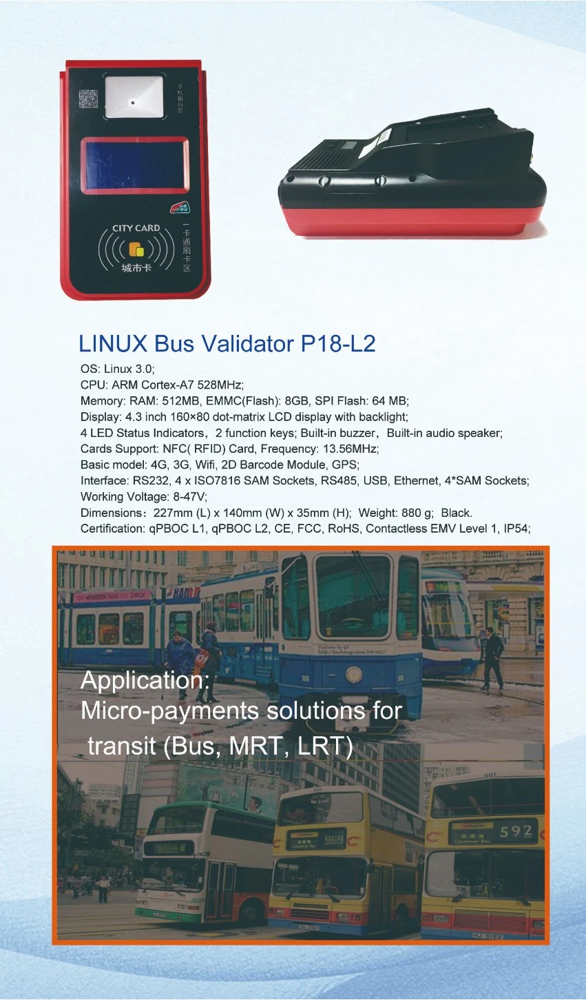 Ticket Vending Machine Linux POS Terminal RFID Card Reader Bus Validator (HCl1306)