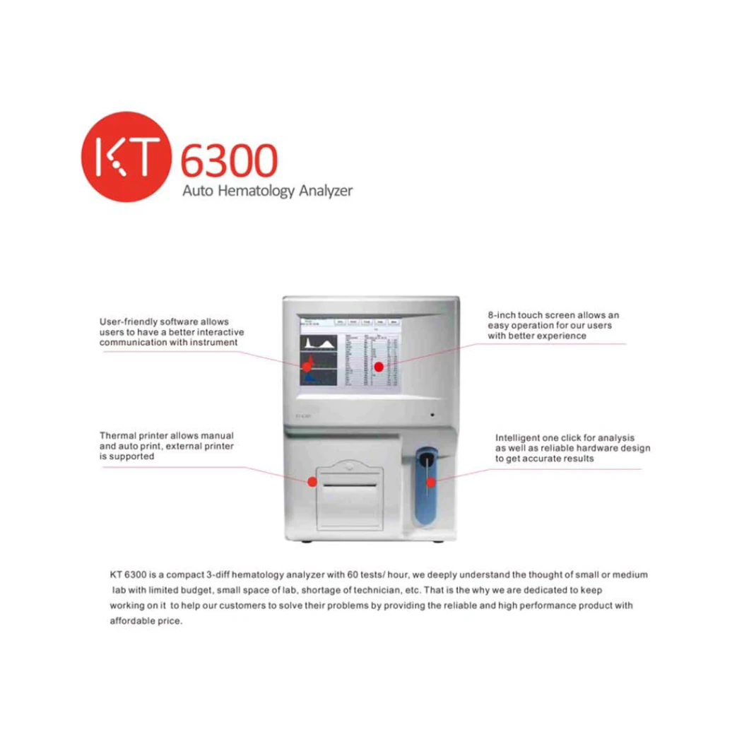 Fully Automatic 3 Parts Biochemical Auto Hematology Analyzer (KT-6300)