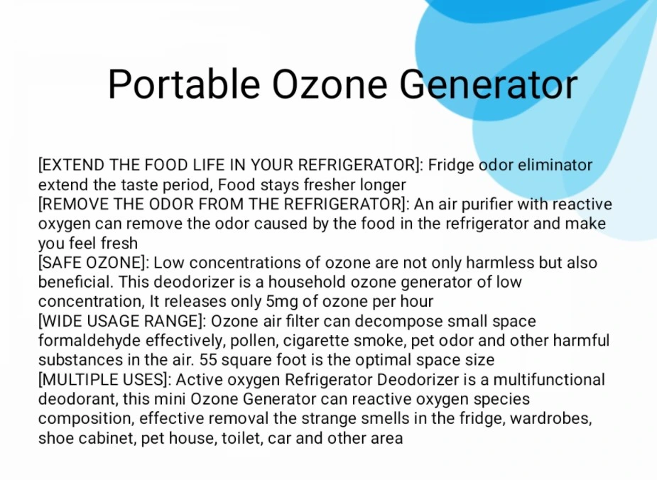 Health Care Ozone Generator Sterilization Oxygen Making Machine Portable Air Purifier