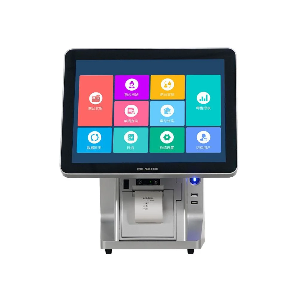 Cheap Cash Register 15 Inch Dual Touch Screen Desktop I3 Windows All in One POS System with Printer