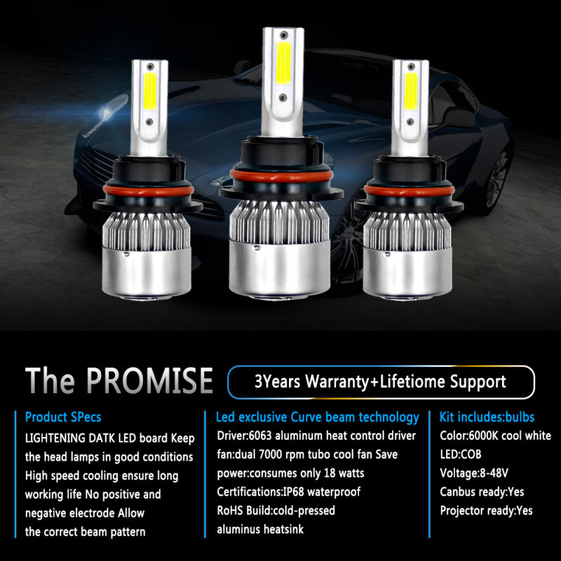 Lightech 9007 C6 LED Car Headlight for Auto S2