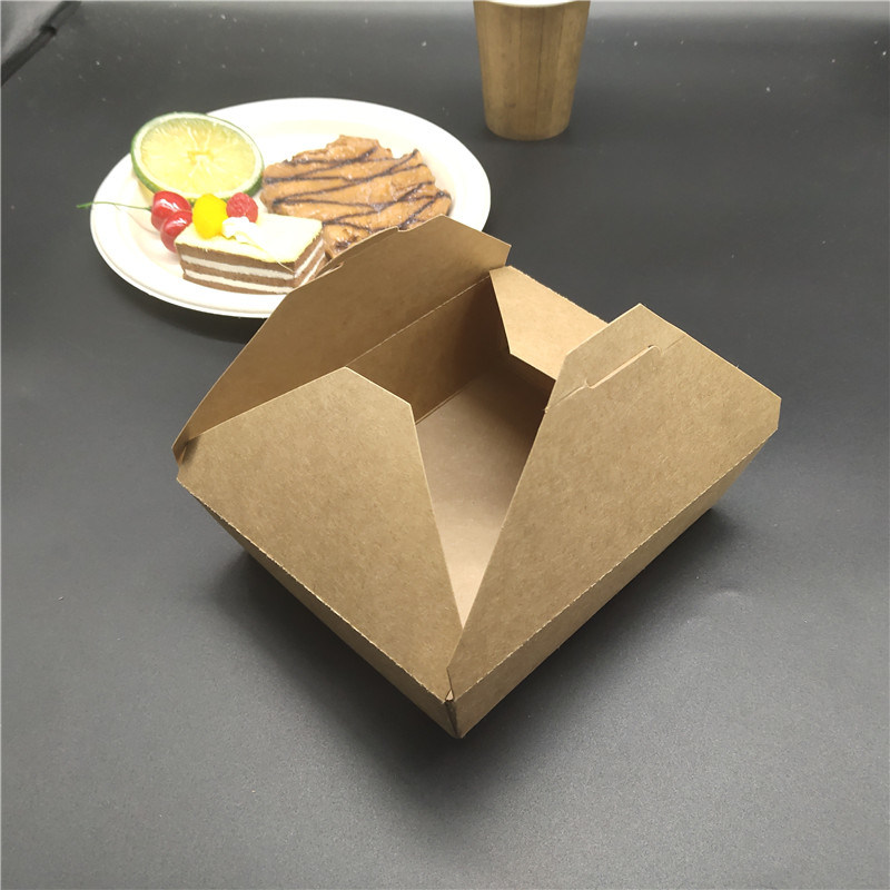 Disposable Lunch Box Paper Lunch Box Bento Paper Fast Food Box Rectangular Rice Box Takeaway Barbecue Box