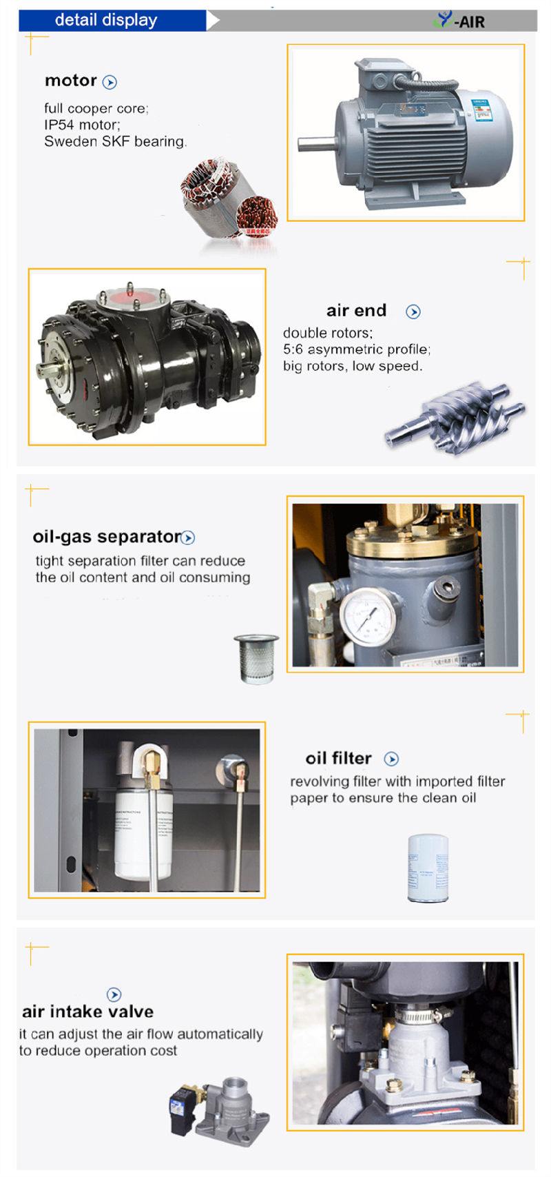 50% Energy Saving 15kw 20HP Silent Direct Driven Rotary Screw Air Compressor for Chemical Industry
