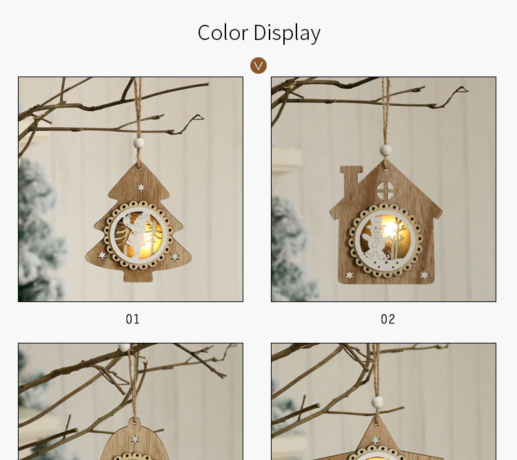 2021 New Products Log Painted Luminous Wooden Ornaments Pendants Christmas Decorations Christmas Scene Gifts