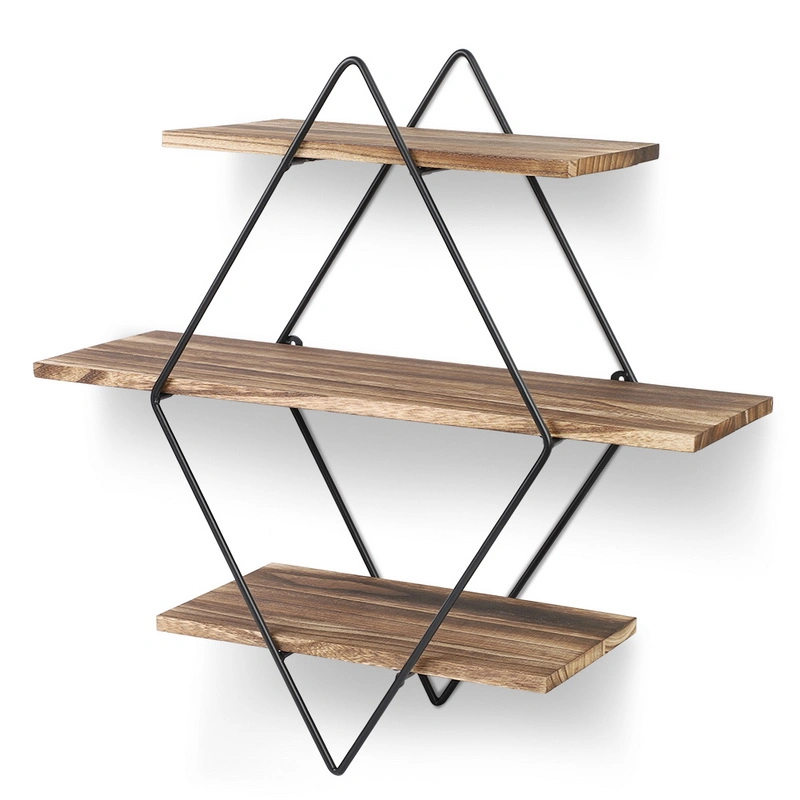 Living Room Wall Decor Hexagon Nordic Wall Rack Storage Geometric Decorative Metal Wall Shelf