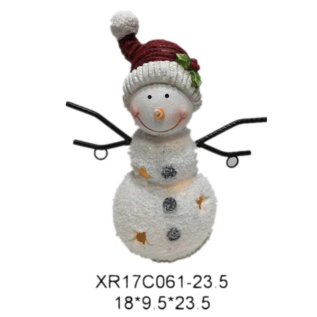 Polyresin Snowman Christmas Decor Resin Craft Christmas Gift with LED Light