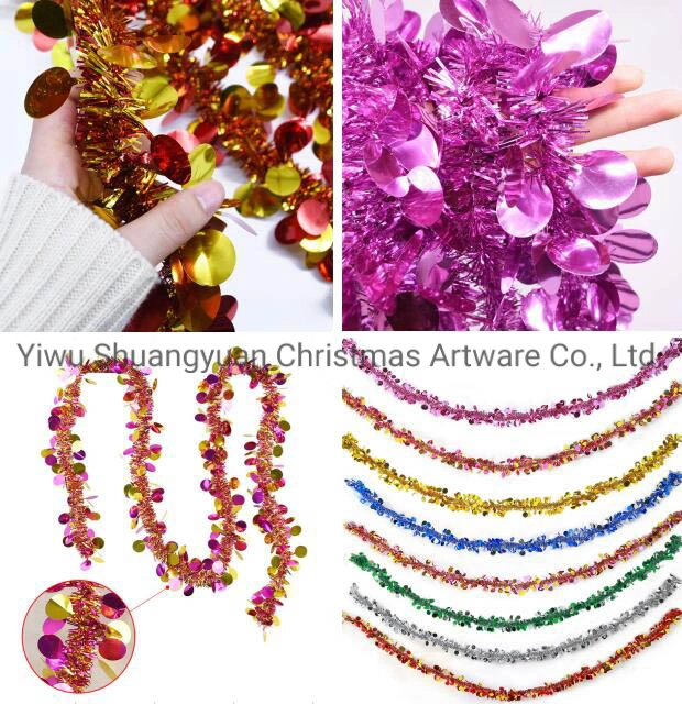 Width Multicolor Christmas Tree Ornaments Bar Tops Ribbon Garland for New Year Christmas Cane Tinsel Party Supplies