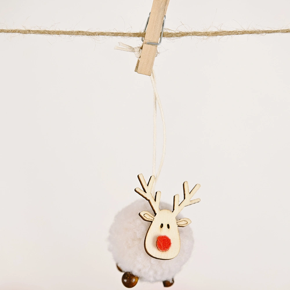 Cute Felt Wooden Elk Christmas Tree Decorations Hanging Pendant Deer Craft Ornament Christmas Decorations for Home New Year 2021