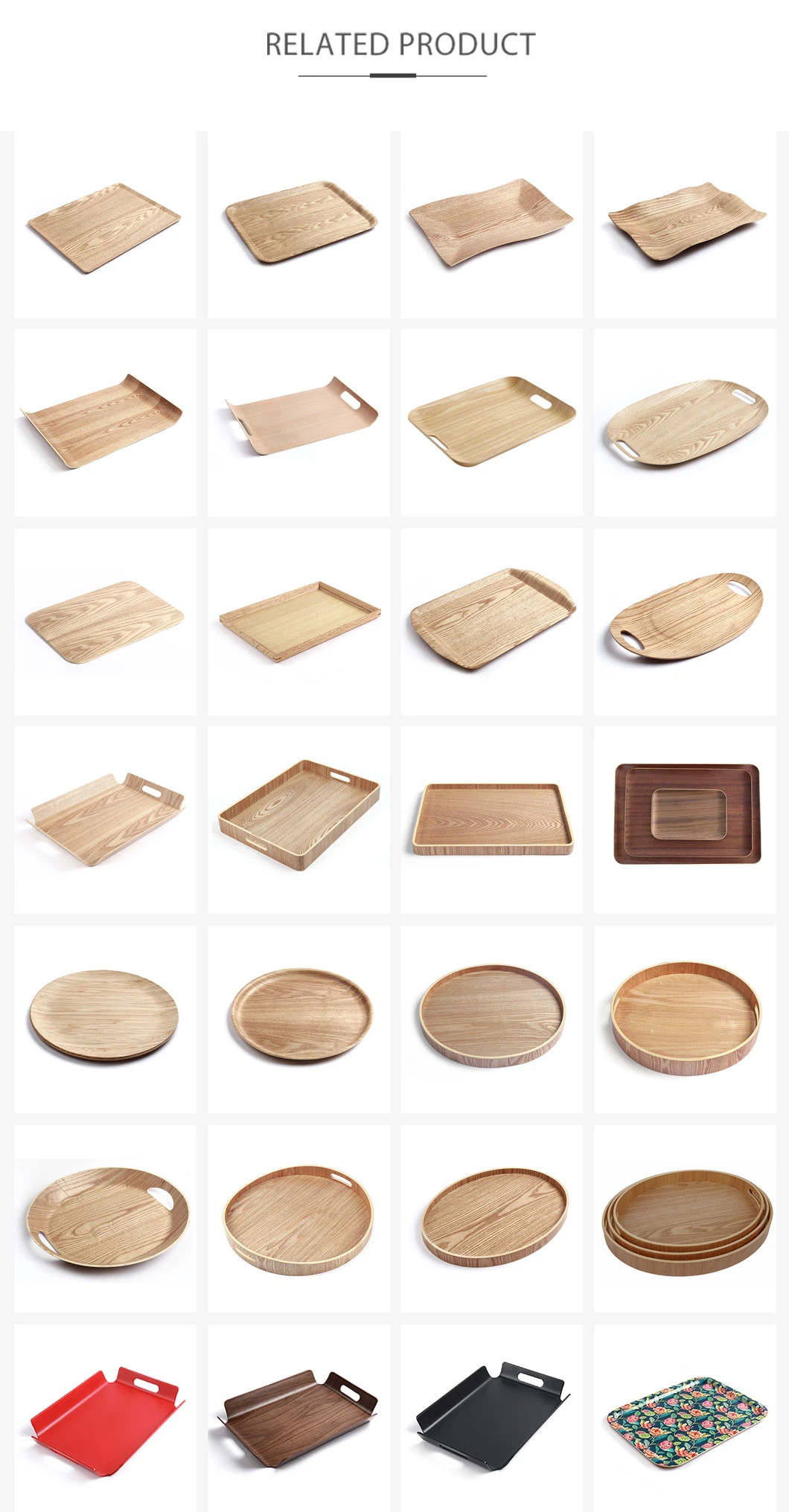 Customization Willow Natural Wood Veneer Wooden Popular Farmhouse Serving Inside Food Tray