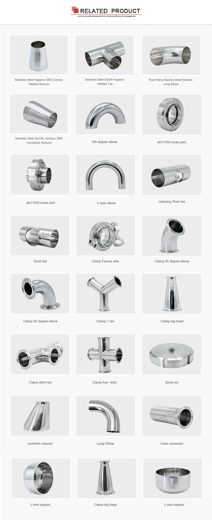 2" SS304 Pipe Fittings Stainless Steel 13mhh Clamp Sets