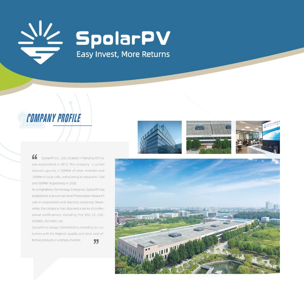 Spolarpv Polycrystalline 275W Solar Module Suitable for High Temperature Desert Environment