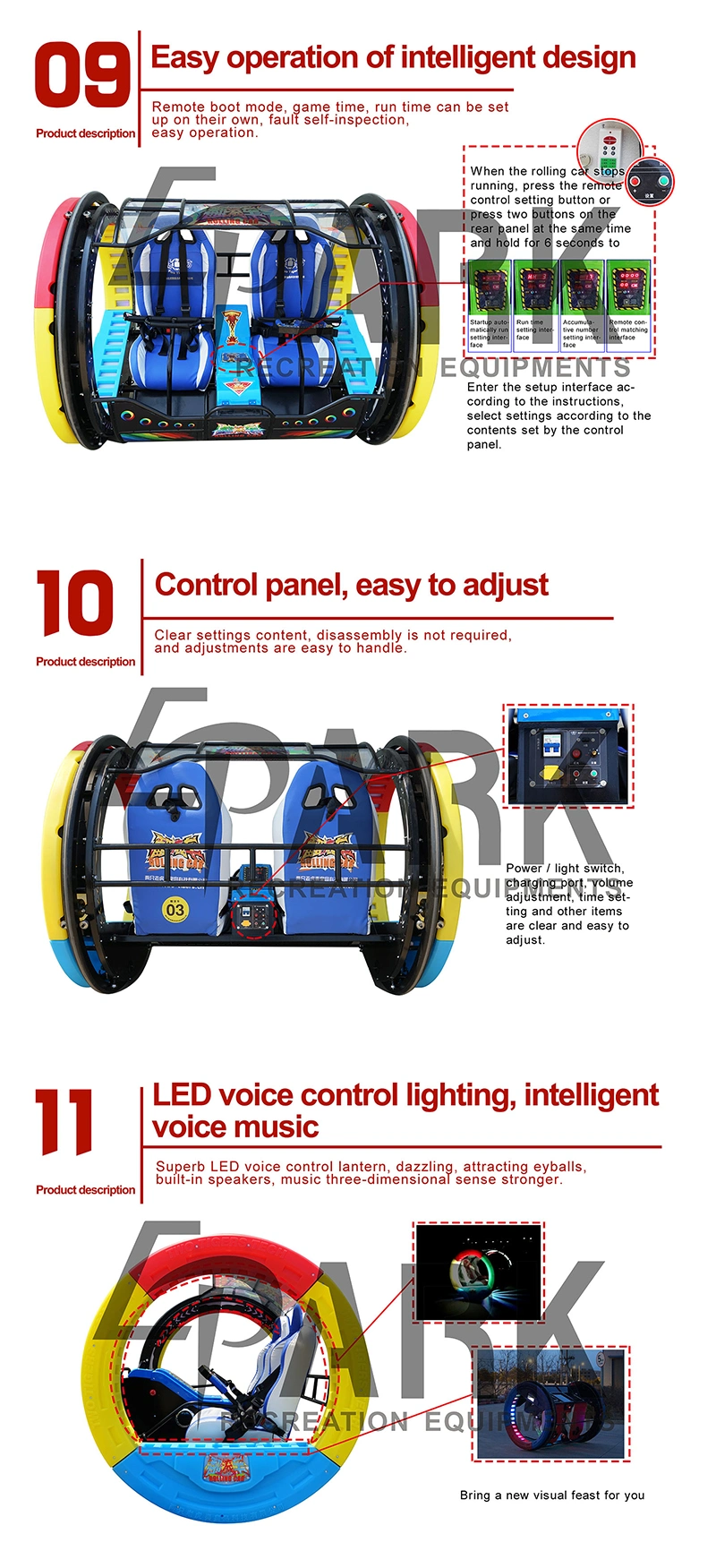 360 Degree Rotating Music Le Bar Car Happy Car