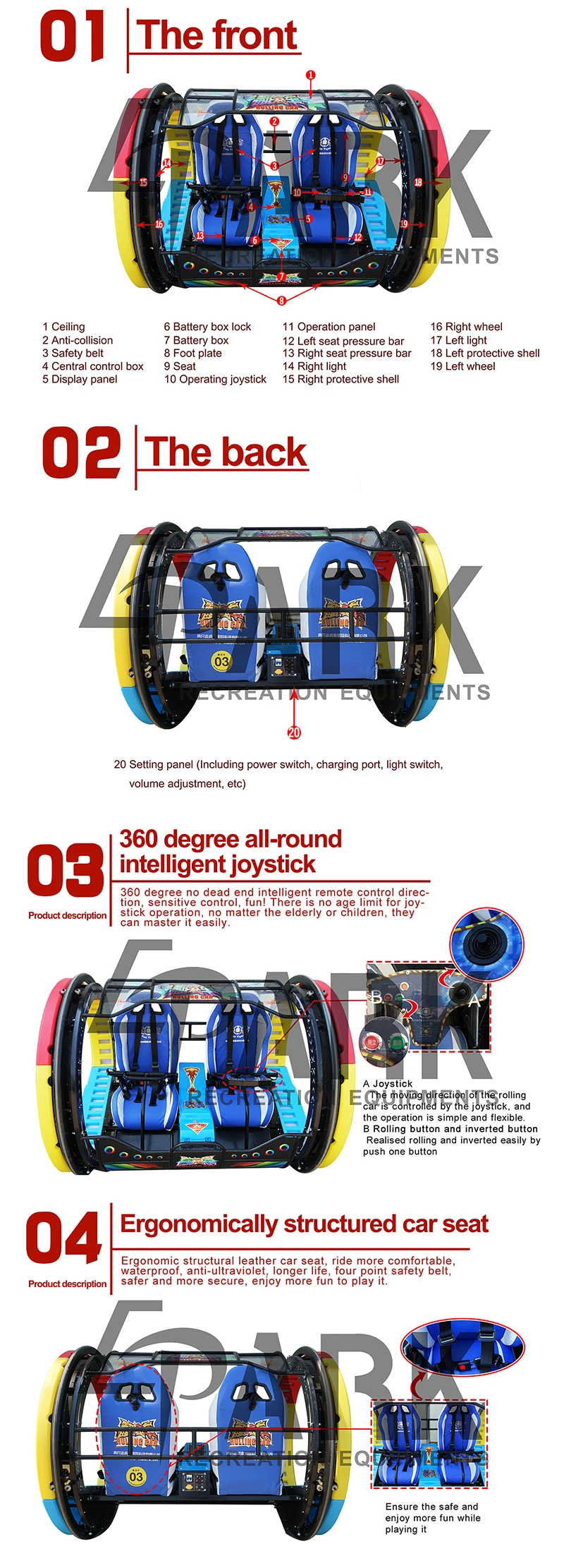 360 Degree Rotating Music Le Bar Car Happy Car