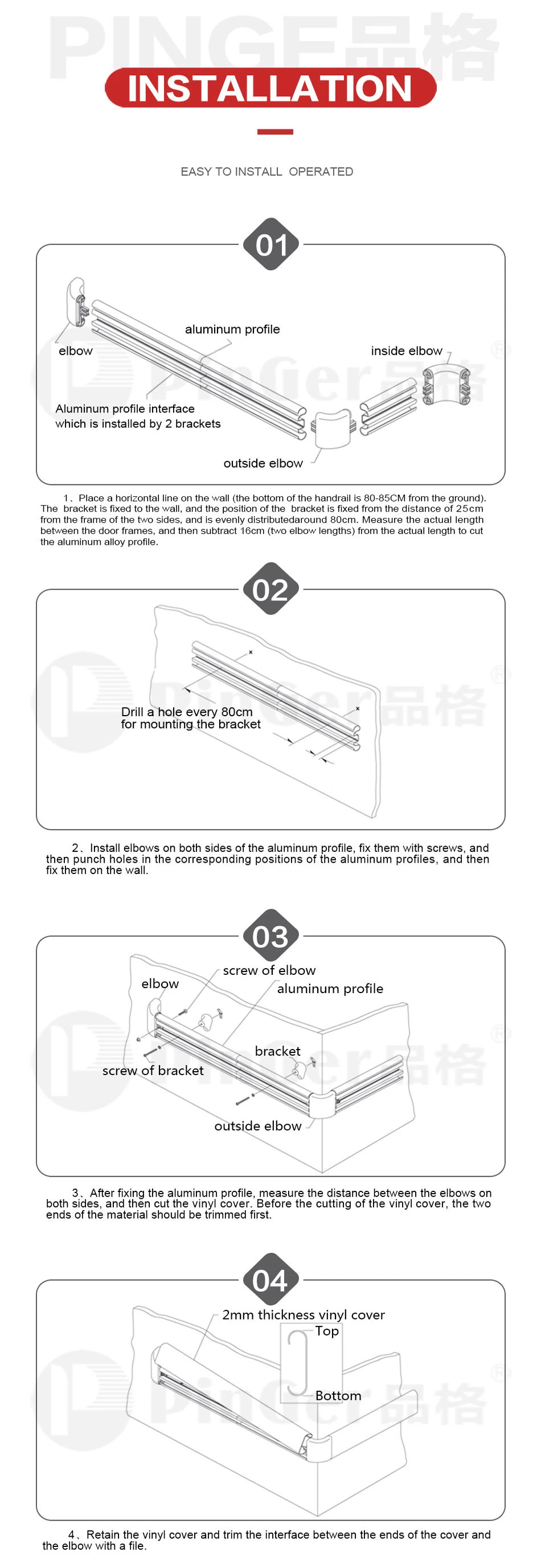 PVC Wall Protection Hospital Handrail