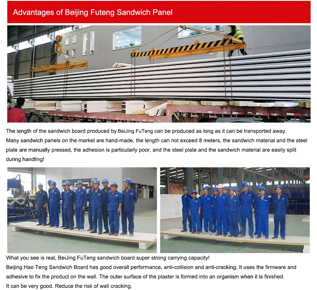 Fire-Retardant Polyurethane Edge Building Materials Roof Board Glass Wool Sandwich Wall Panel