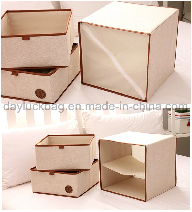Collapsible Vintage Non Woven Fabric Covered Jewelry Storage Box with Drawer