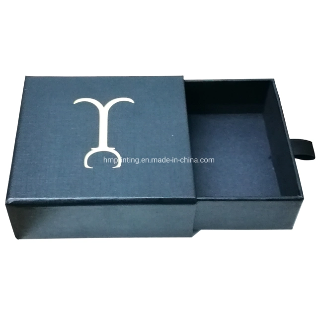 Eco Friendly Custom Logo Gold Foil Black Jewelry Packaging Rigid Packing Box for Bracelet